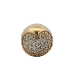 Retired Pandora 14kt Yellow Gold and CZ Cubic Zirconia Pave Heart Clip Charm